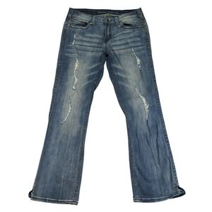 Cowgirl Tuff Don't Fence Me In Distressed Jeans Womens Bootcut Medium Wash 31x31